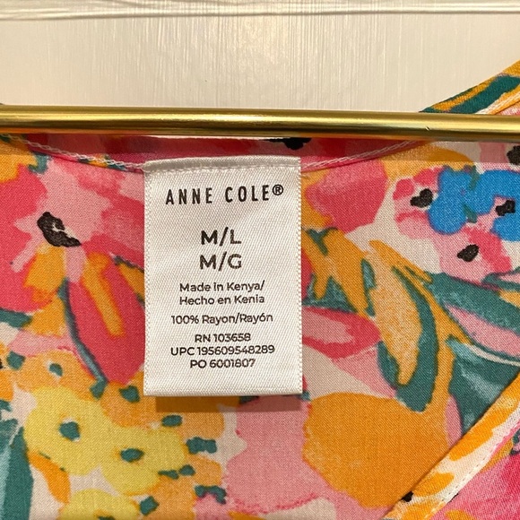Anne Cole Floral Swim Cover Up- Pink, Yellow, Green M/L - Picture 2 of 5
